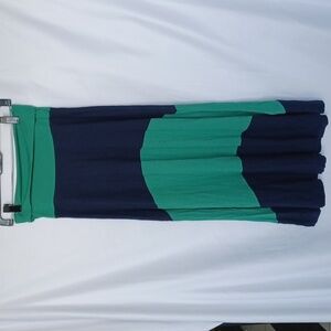 Gap Green Navy Blue Color-block Foldover Waist Long Maxi Skirt XS X-Small